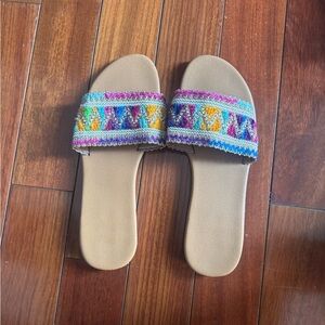 Colorful Embroidered Slide Sandals